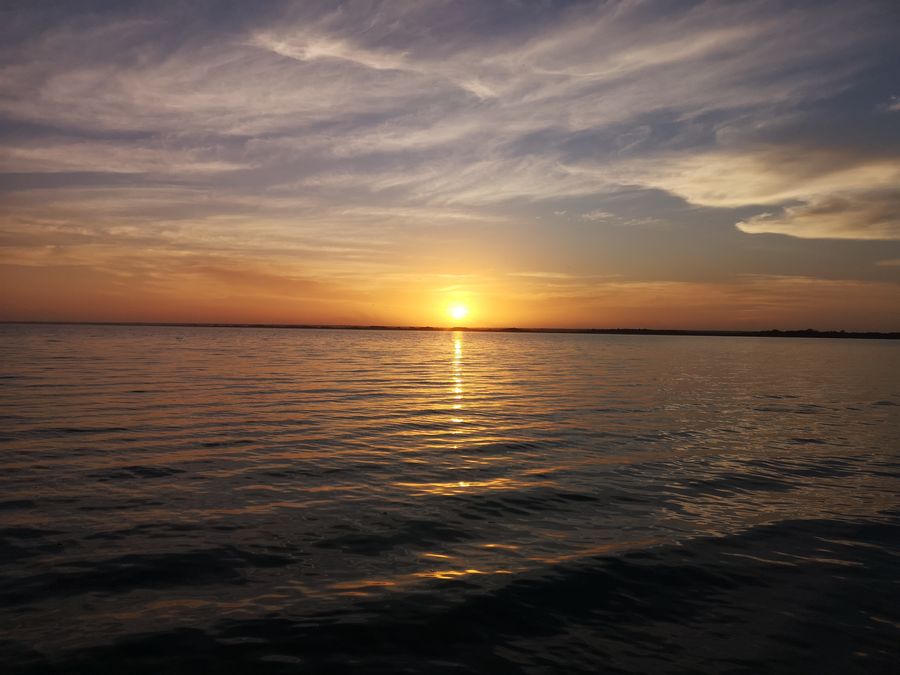 vychod slnka pri Bacalar lagune