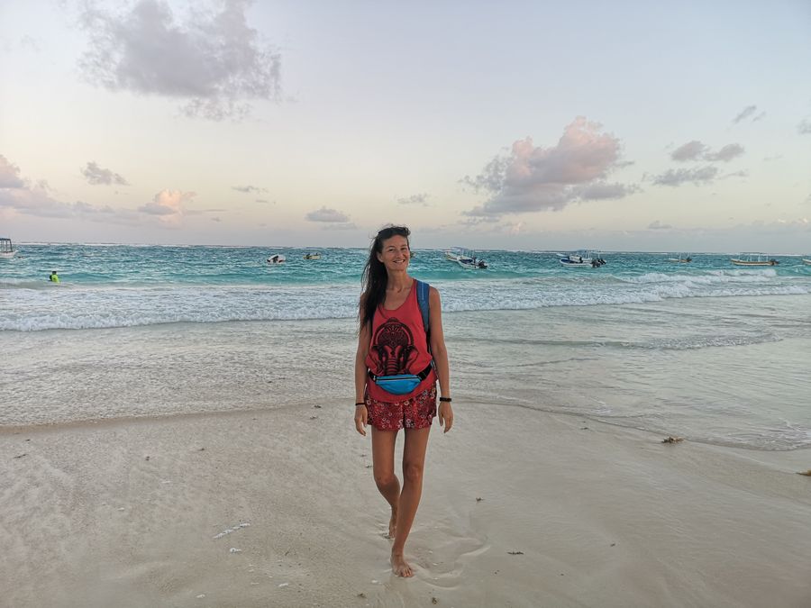 crazy sexy fun traveler na Playa Paraiso v Tulum v Mexiku