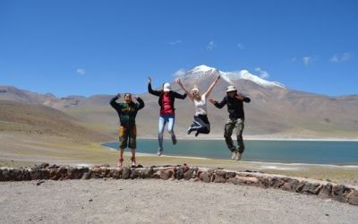 crazy-sexy-fun-traveler-with-tour-guide-gonzalo-and-2-friends-jumping-at-mic3b1iques-lagoon