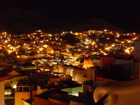 night view of Guanajuato from Casa Dionisio