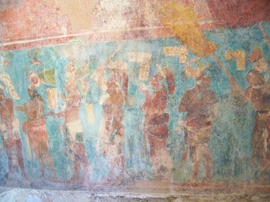 Bonampak colorful fresco paintings
