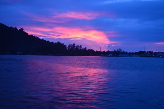 pinky sunset above Koh Lanta island in Thailand