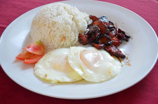Filipino breakfast in the President Hotel, Dagupan, Pangasinan, Philippines;