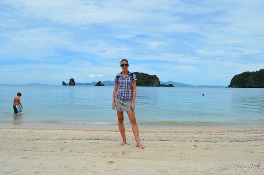 crazy sexy fun traveler onTanjung Rhu beach on Langkawi island