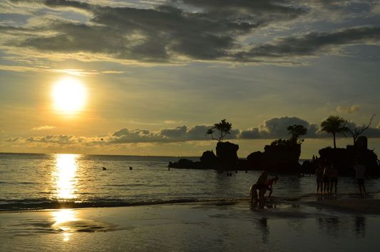 sunset at White beach on Boracay in Philippines