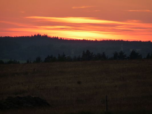 sunset in Bozetin in Czech republic