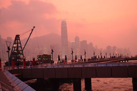 sunset in Hong Kong from Lantau island