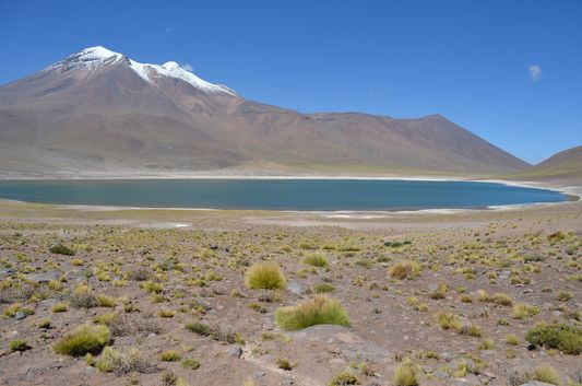 Miñiques lagoon with Miñiques volcano