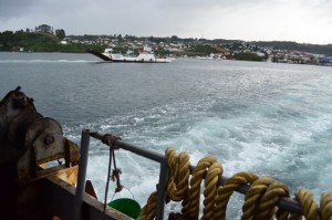 on the ferry from Dalcahue ion Chiloe to Chacao on Quinchao