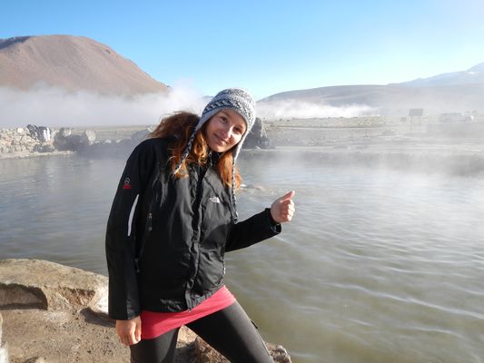 right after bathing in the hot spring in The Tatio
