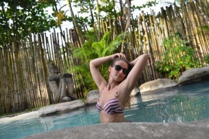 enjoying swimming pool in Totem Hotel Beach Resort in Costa Rica