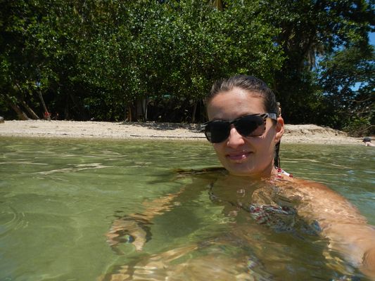 enjoying the superwarm clean water at Punta Cahuita
