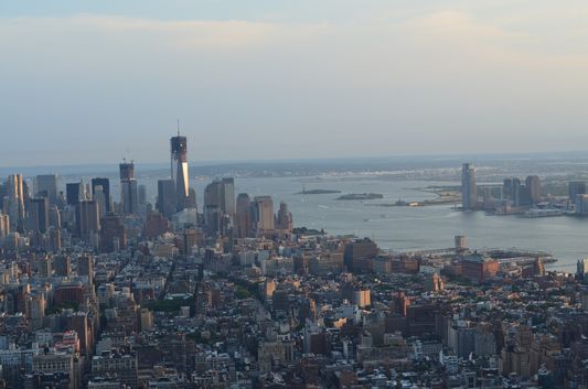 Financial District, Statue of Liberty and Ellis Island from EmpireState Building