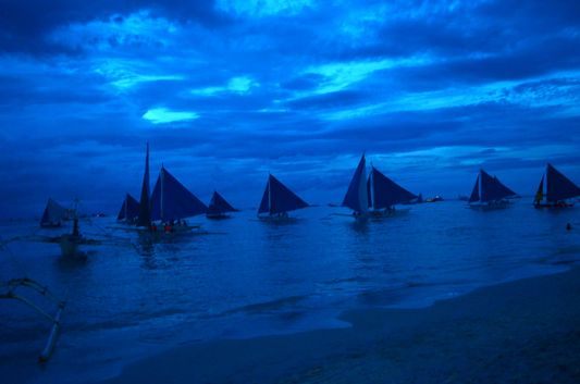 BLUE after sunset in Boracay in the Philippines