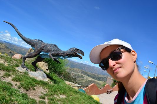 crazy sexy fun traveler in Cretaceous Park in Sucre