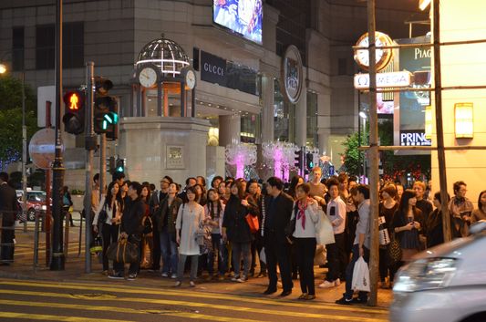 crowds at Hong Kong streets
