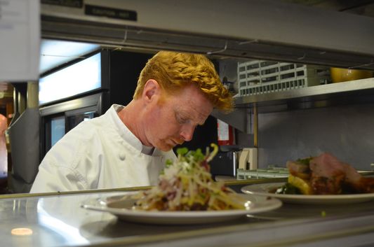 Wine Train chef Kelly Macdonald making sure everything is perfect