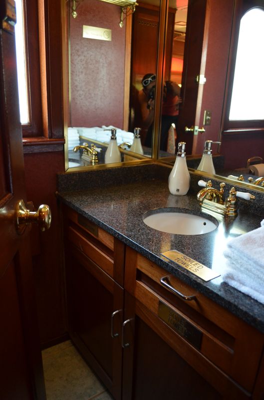 stylish restroom on Napa Valley Wine Train