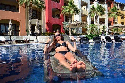 loved the sunbeds in the pool in Hacienda Encantada
