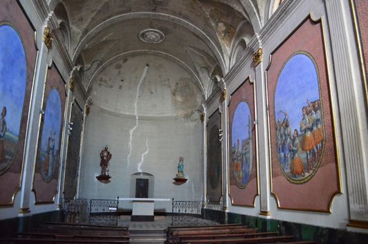 beautiful colourful paintings on the walls of Saint Maurice church
