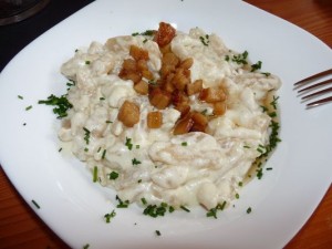 tasty but unhealthy halusky in Slovakia