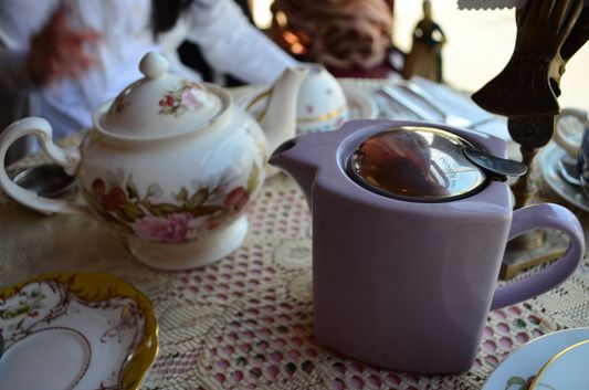 enjoying tea time in Lovejoy's Tea Room