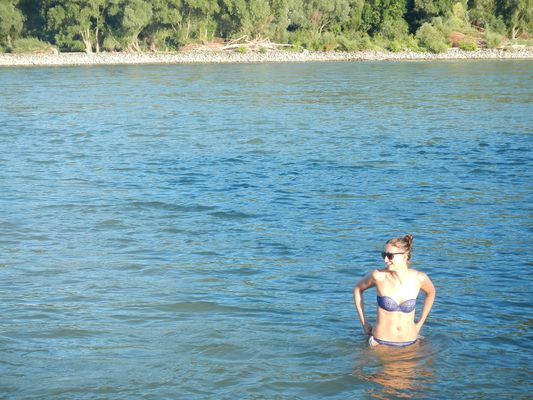 enjoying the calm waters of the Danube