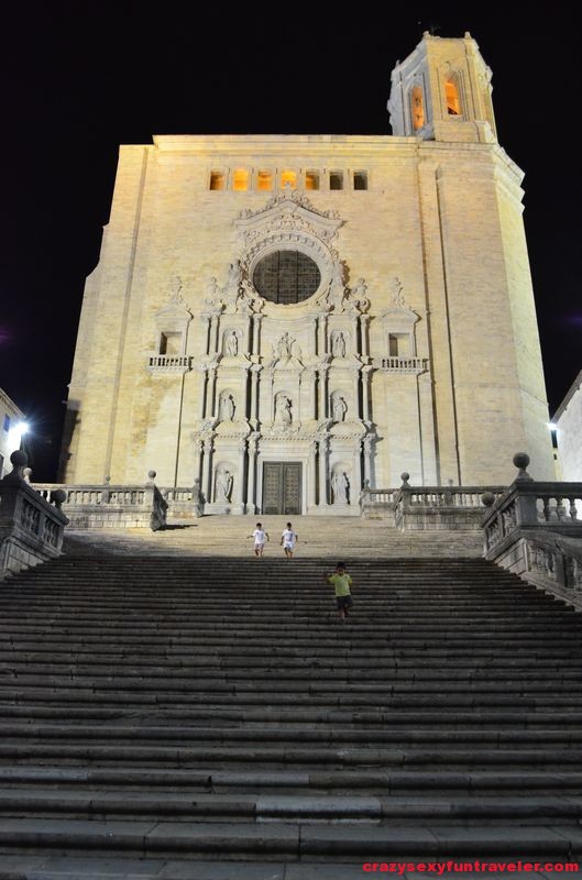 Girona Cathedral at night
