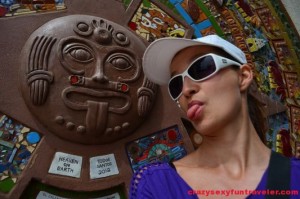 crazy sexy fun traveler sticking tongue out in Todos Santos