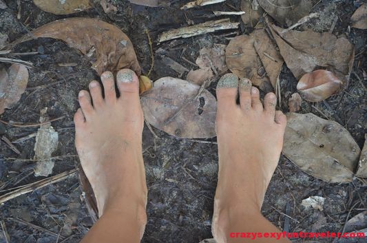 walking barefoot in the jungle in Costa Rica