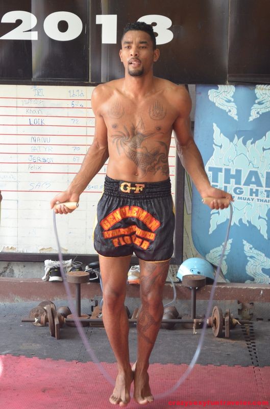 Samuel Andoche training Muay Thai at Saengmorakot gym in Bangkok