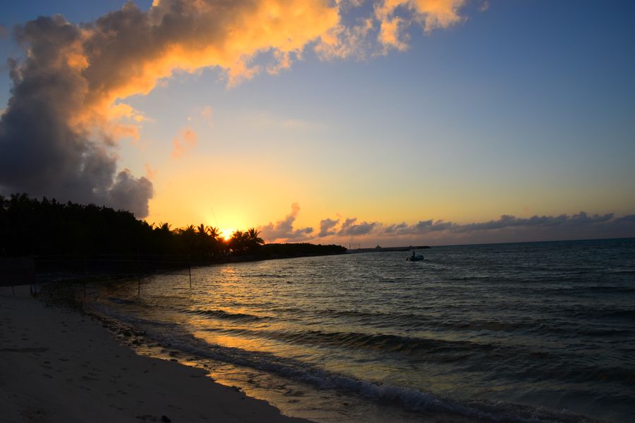 sunset on the bikini beach Gaafaru Maldives