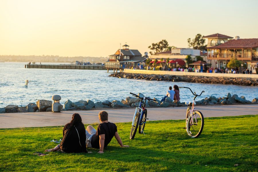 Sunset by the water in San Diego