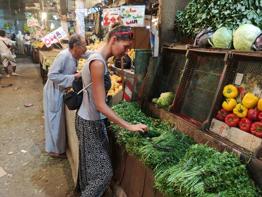 getting vegetables at a local market in Hurghada