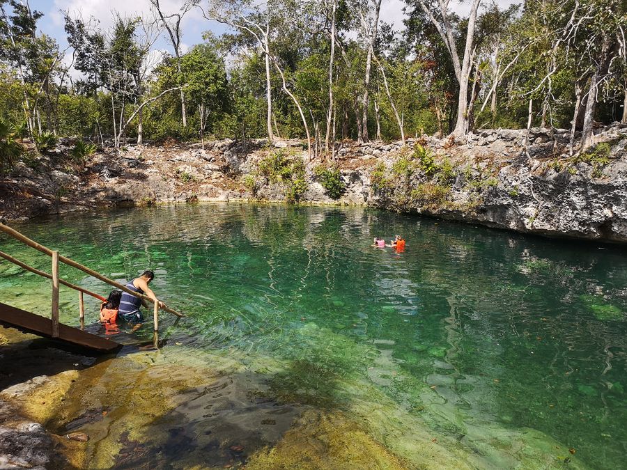 swimming in cenote Santa Cruz Tulum Mexico