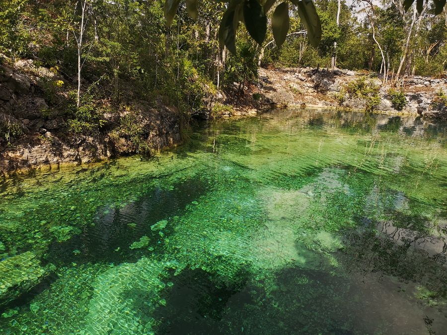 deep water in cenote Santa Cruz Tulum Mexico