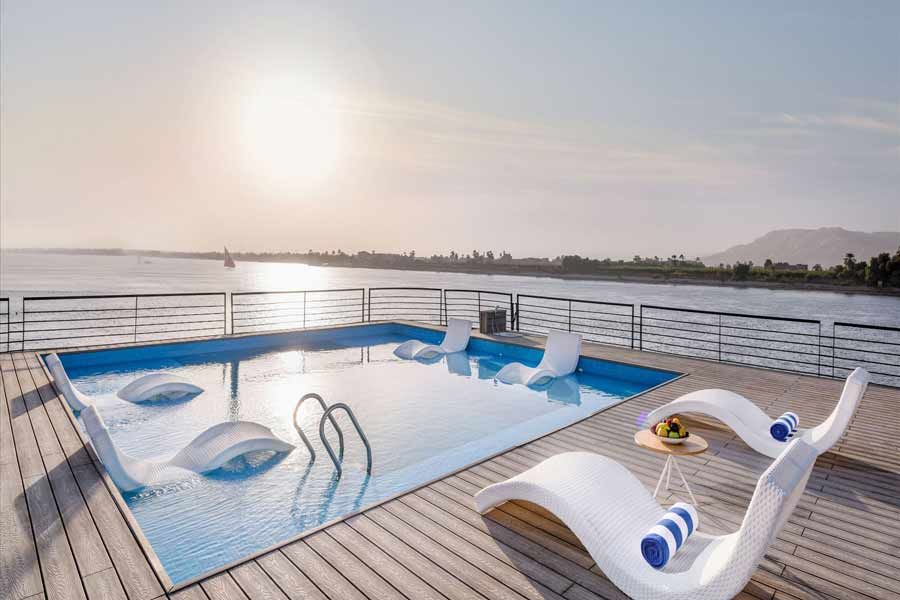 swimming pool on a Nile Cruise Egypt