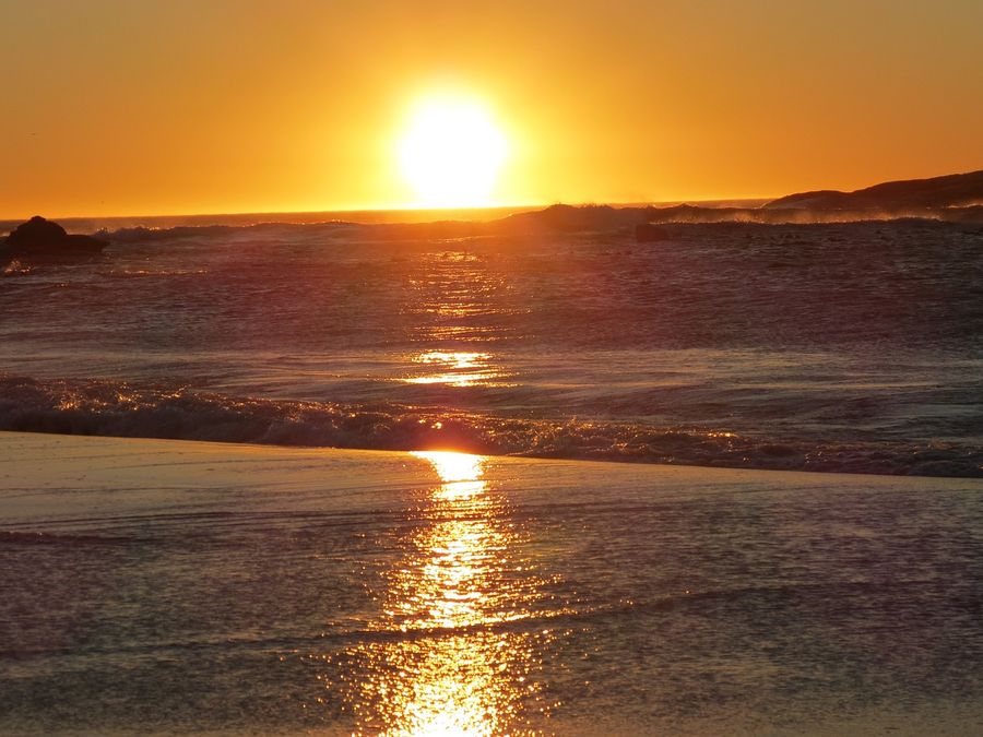 sunset while beach camping