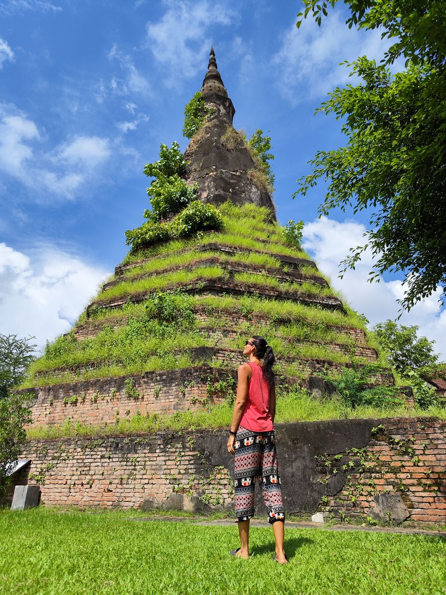 in front of the That Dam Stupa Vientiane Laos