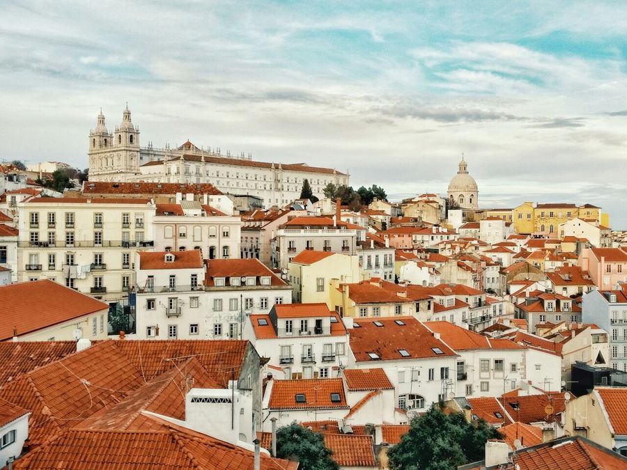 Lisbon, Lisbon city landscape, buildings, and colorful rooftops during the daytime, Camino Portuguese, Camino de Santiago