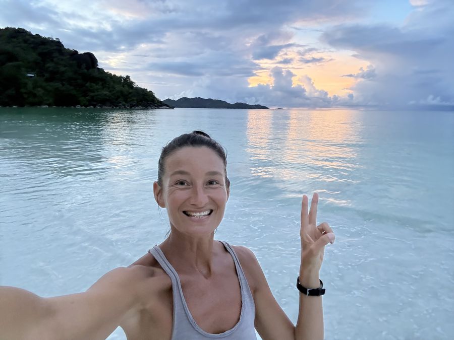 on Cote D'Or beach Praslin Seychelles